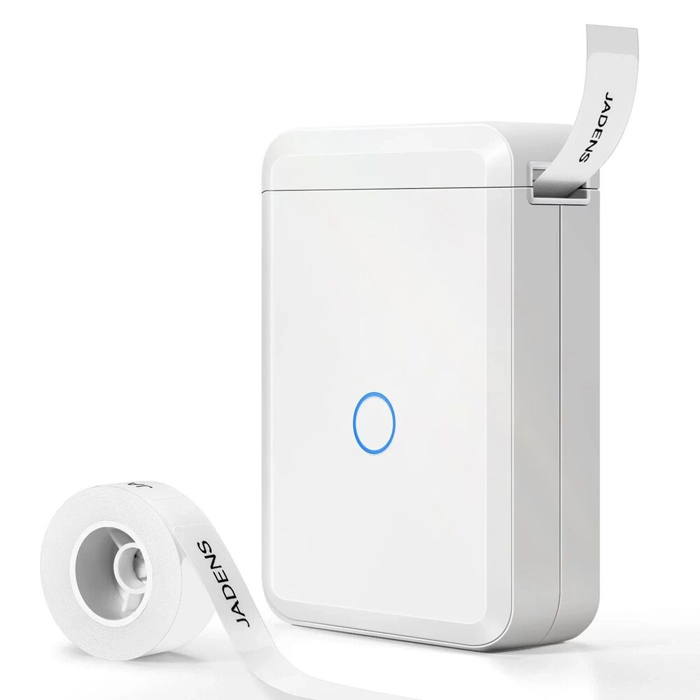 Jadens D110 Label Maker Machine White 1 Tape Roll Portable Bluetooth Printer NIB